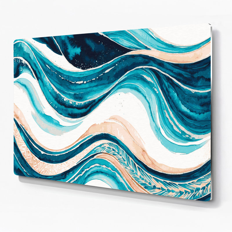 «Hawaiian Ocean», art mural beige en métal, H 11 po x l 14 po