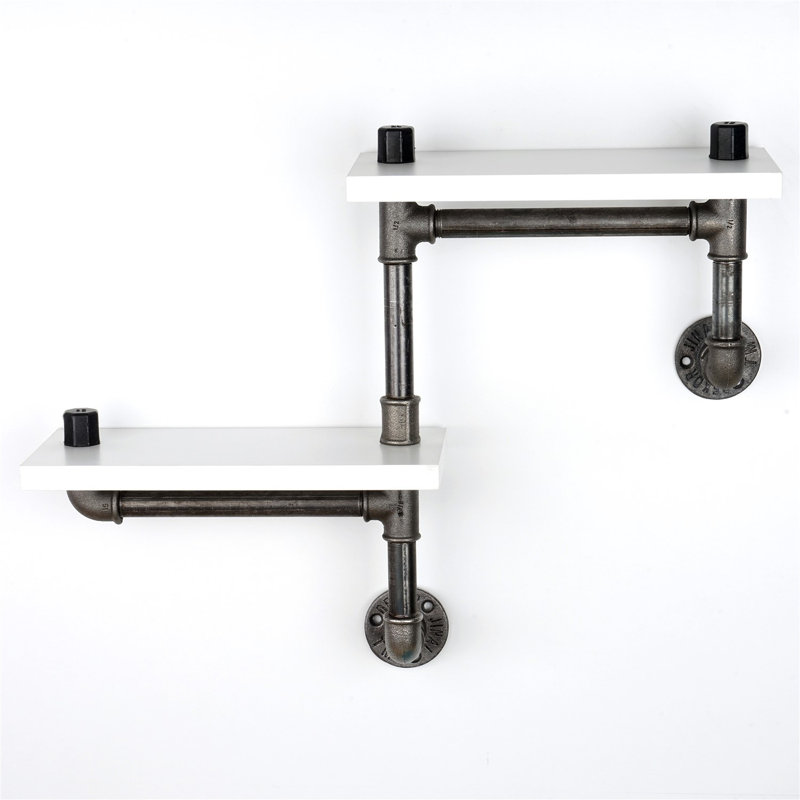 Oregon 2 Piece Industrial Pipe Shelves, White