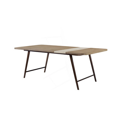 Table de salle à manger à dalle de pierre assymétrique avec base en métal