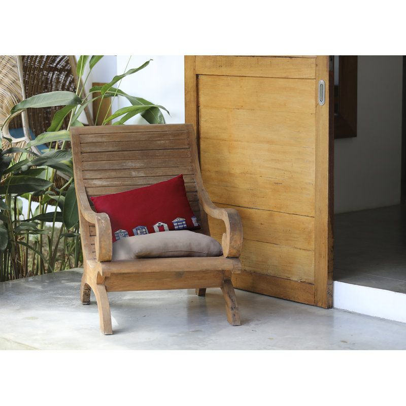 Beach Huts Reversible Throw Pillow, Red