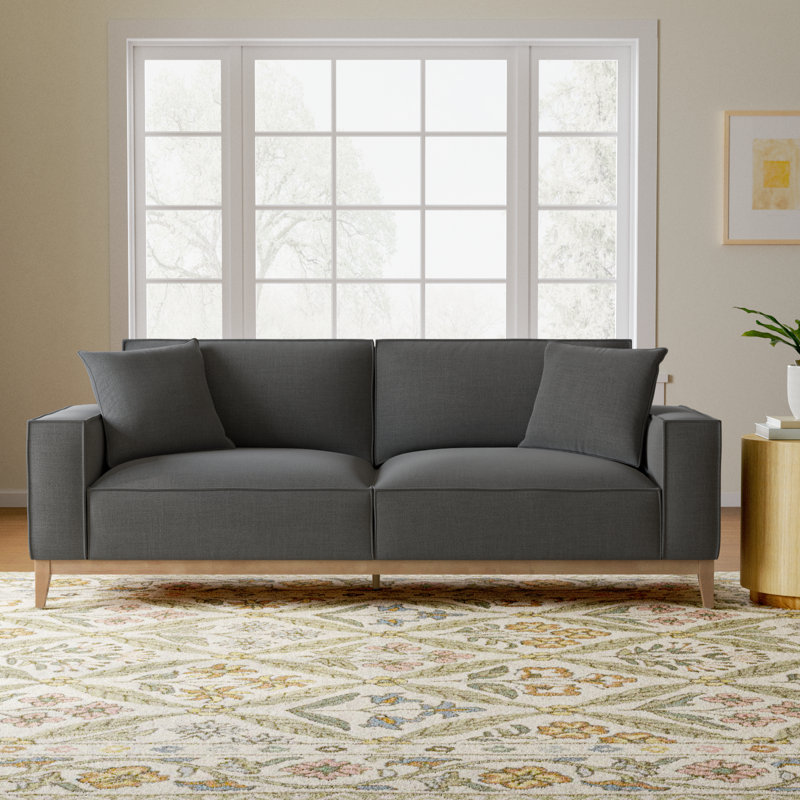 Nicky Upholstered 92'' Sofa, Effie Smoke Performance Linen