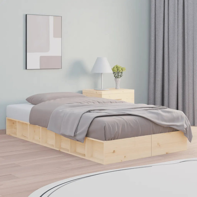 Bed Frame Solid Wood, Brown, 108 x 202.5cm