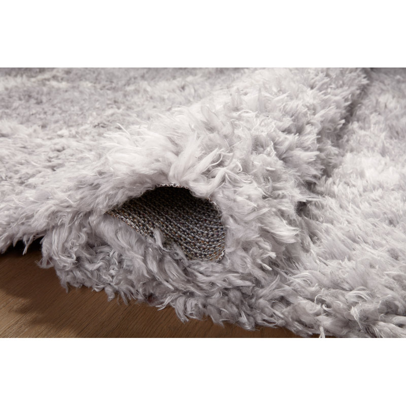 Amira Silver and Ivory Geometric Polyester Area Rug