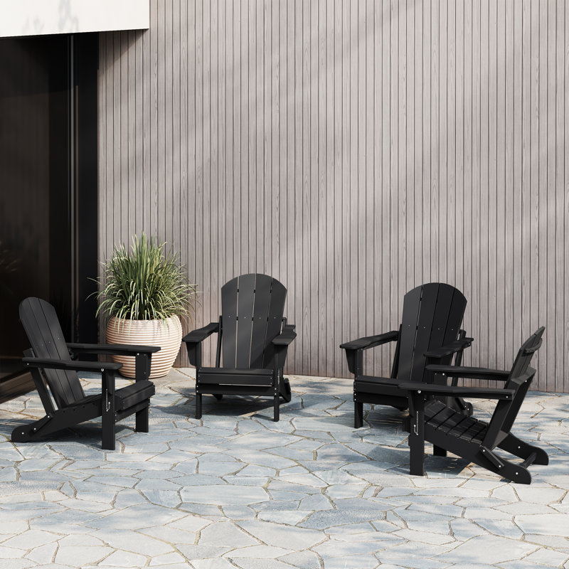Chaise Adirondack pliante Laguna HDPE, Noir, noir, noir, noir