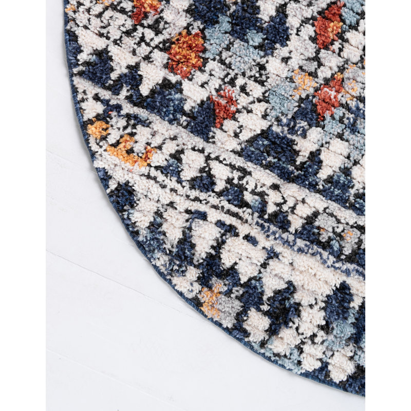 Tapis bleu marine / beige Allenvale, Rond 7 pi 10 po