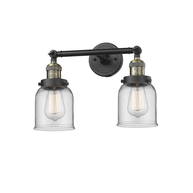 ClipperCove 2 - Light Dimmable Vanity Light, 60 Watt Vintage Incandescent Bulb, Clear, Black Antique Brass