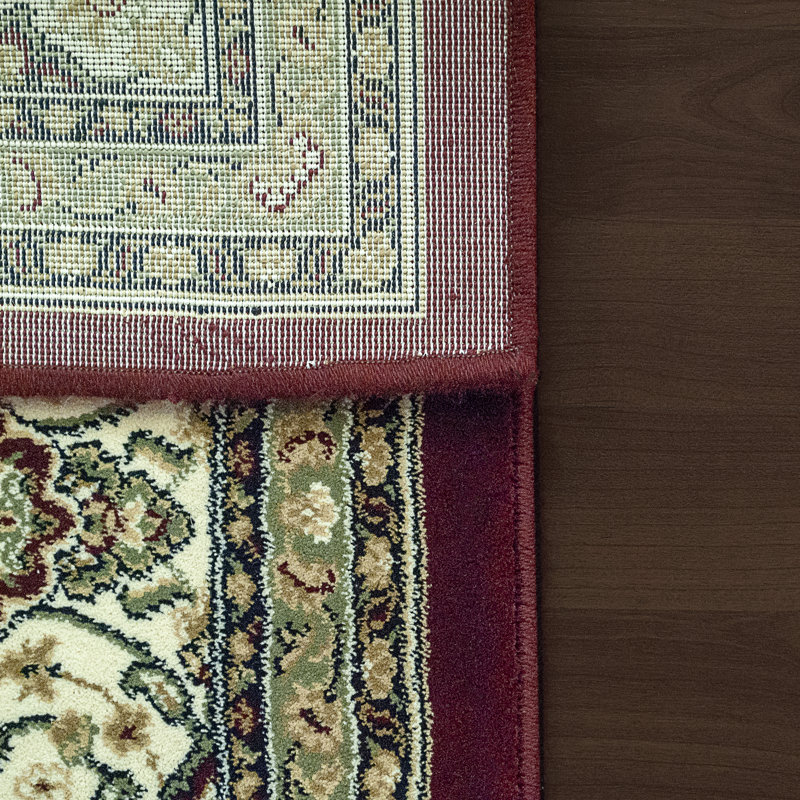 Tapis oriental rouge / ivoire Attell, Rond 5 pi 3 po