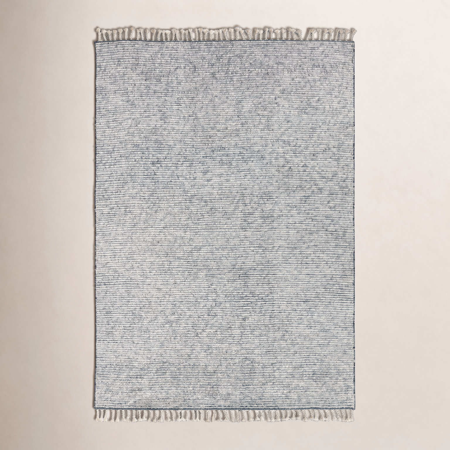 Swifton Gray Hand-Knotted Striped Wool Rug, Rectangle 12' x 15'