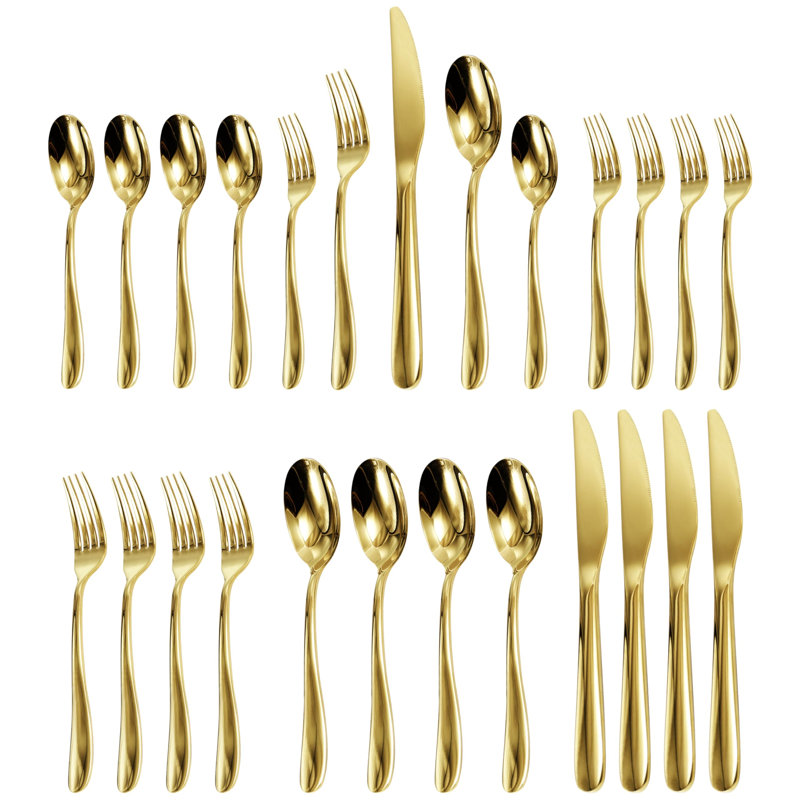 Ensemble de couverts en acier inoxydable doré de qualité supérieure - Design élégant, 20 pièces, lavable au lave-vaisselle
