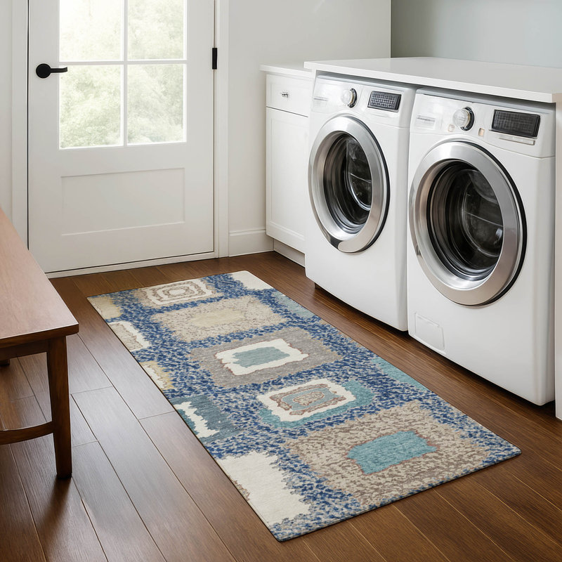 Premium Machine Washable Ariel Geometric Rug, Runner 2'3" x 7'6"
