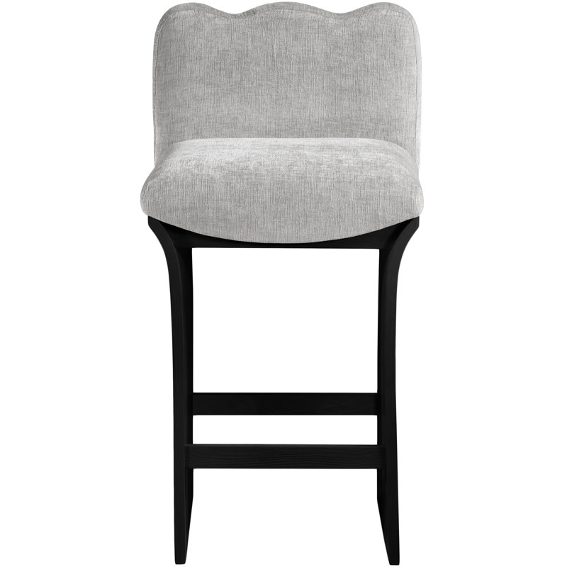 Tabouret de comptoir Shaw Cassady, Noir, Tissu gris chenille