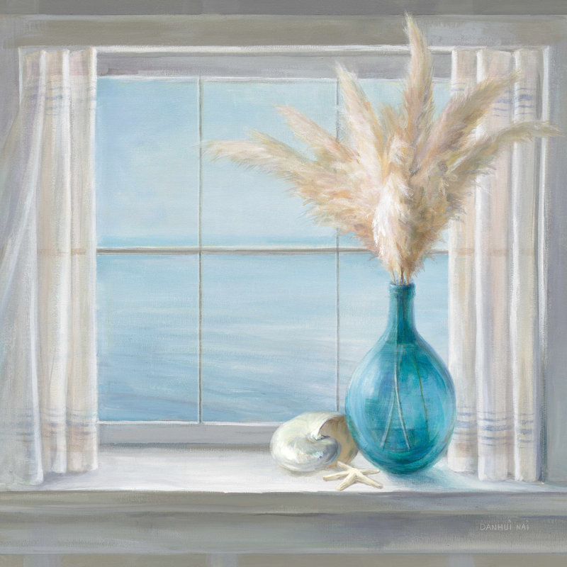 Seaside Cottage View Shell - peinture sur toile tendue, H 12 po x l 12 po