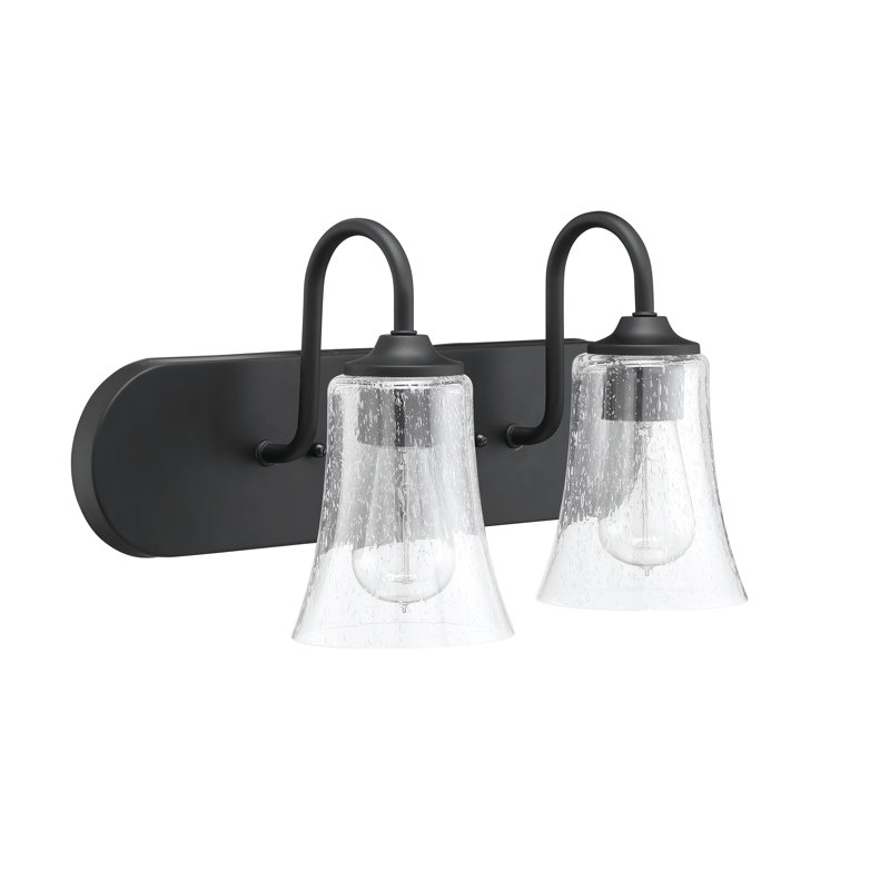 Hisako 2 - Light Dimmable Vanity Light, Clear Seeded, Flat Black