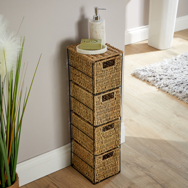 Sipriano Fully Assembled 4 Basket Drawer Tower Storage Unit, Black