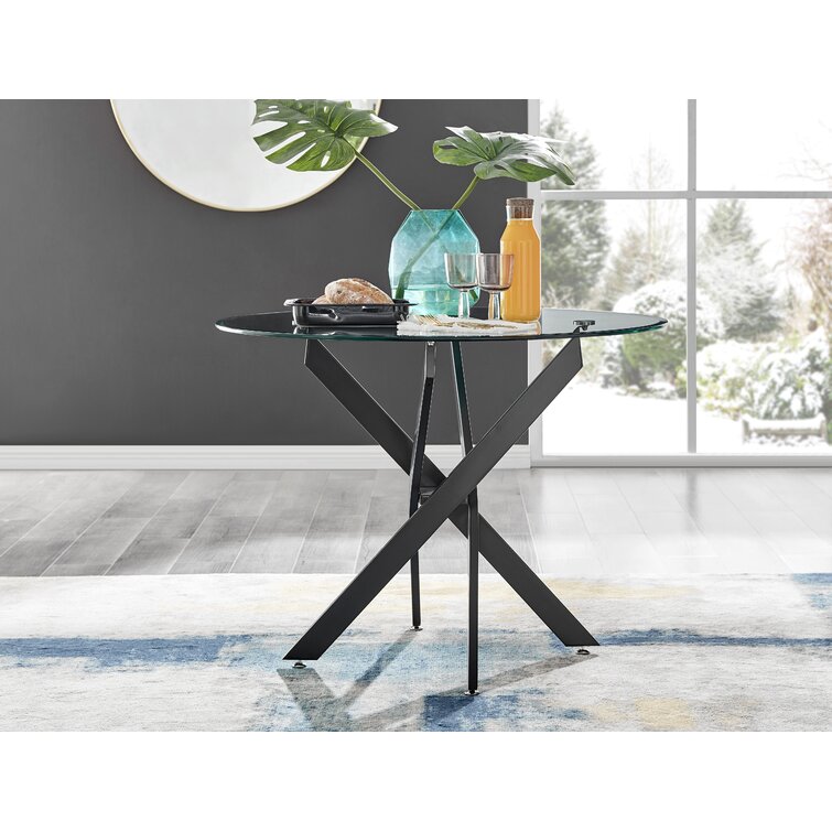 Tierra Luxury Metal and Glass Round Dining Table - Modern Statement Design