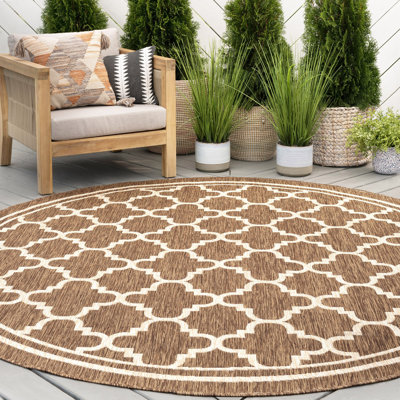 Tapis d'intérieur / extérieur à motif géométrique tissé à plat doré / crème Lavallée