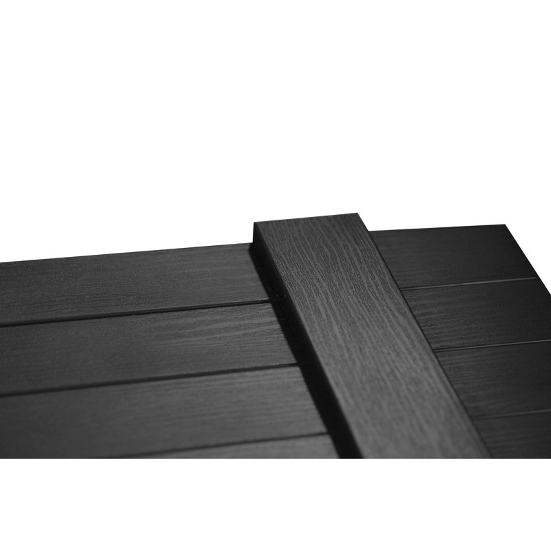Paire de volets en vinyle fermés à quatre planches et lattes, Noir, 55 po