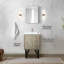 Rustique 24 po Meuble-lavabo large pour salle de bain avec comptoir en quartz blanc, robinet or rose et miroir de salle de bain carré l 18 pi x P 20 po - surface, biseauté mural-448026660