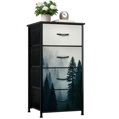 Commode pour chambre à coucher avec 4 tiroirs de rangement Foggy Forest Dark Forest Dense Forest