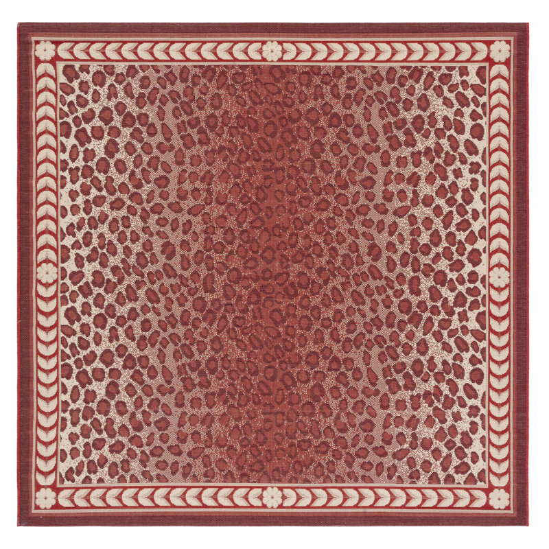 Moriarty Animal Print Red Indoor / Outdoor Area Indoor/Outdoor Area Rug, Square 6'7"
