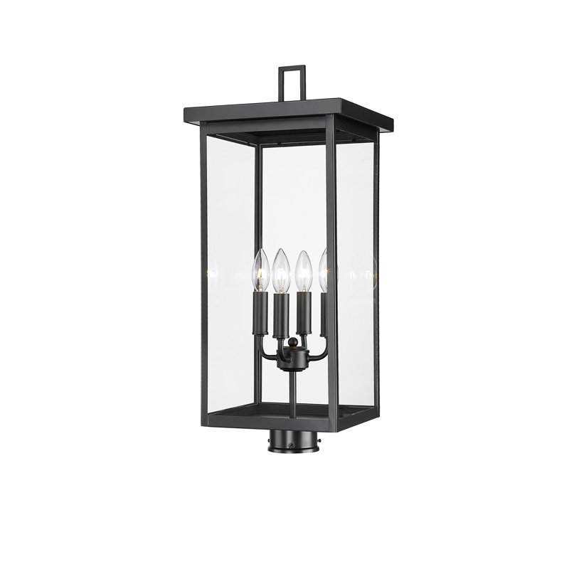 Barkeley 4 Light 26.13" Tall Outdoor Single Head Post Light, Powder Coated Black