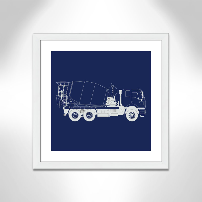 Camions Camions 1, art encadré, H 22,5 po x l 22,5 po x P 0,6 po, Encadré plat blanc