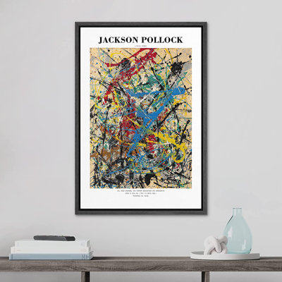 Signe, reproduction d'art sur toile encadrée Jackson Pollock, peinture vibrante, coups, formes abstraites, illustrations, beaux-arts décoratifs minimalistes, détente / calme pour le salon, la chambre à coucher, le bureau