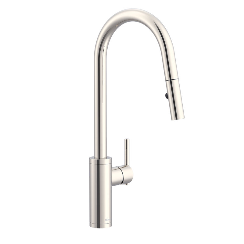 Parma Cafe Single Handle Pull Down Sprayer Kitchen Faucet, Polished Nickel