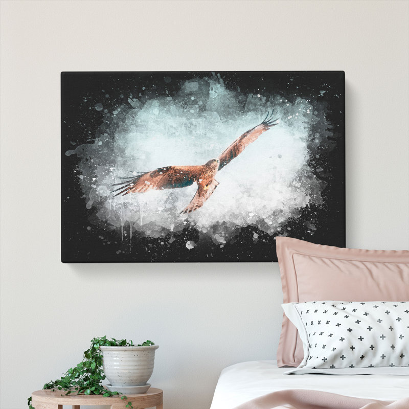 Black Kite Bird - Wrapped Canvas Painting, 40cm H x 60cm W x 3cm D