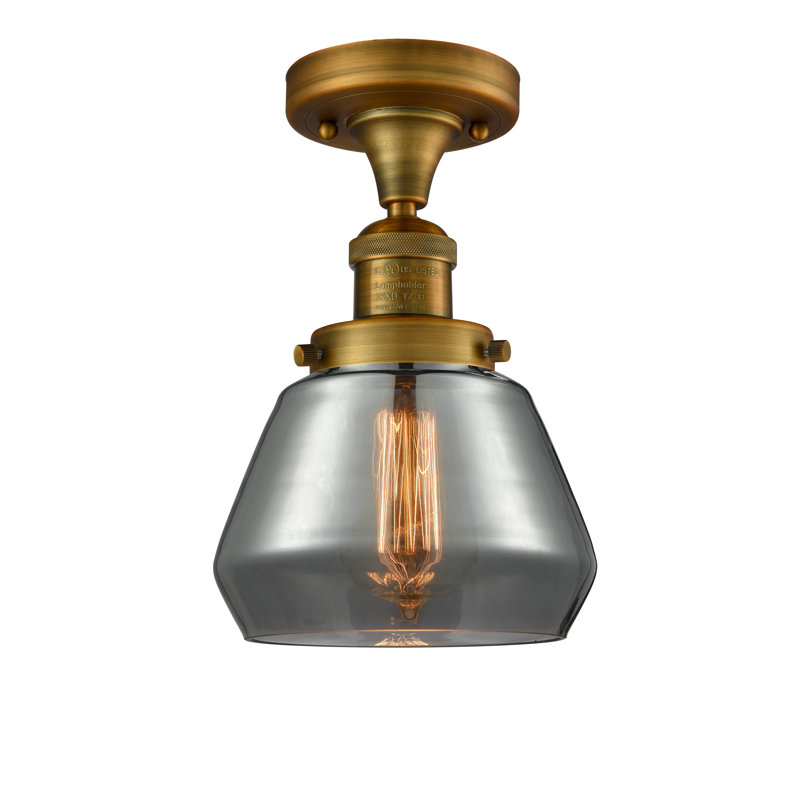 Chill Glass Semi Flush Mount, Brushed Brass, Smoked