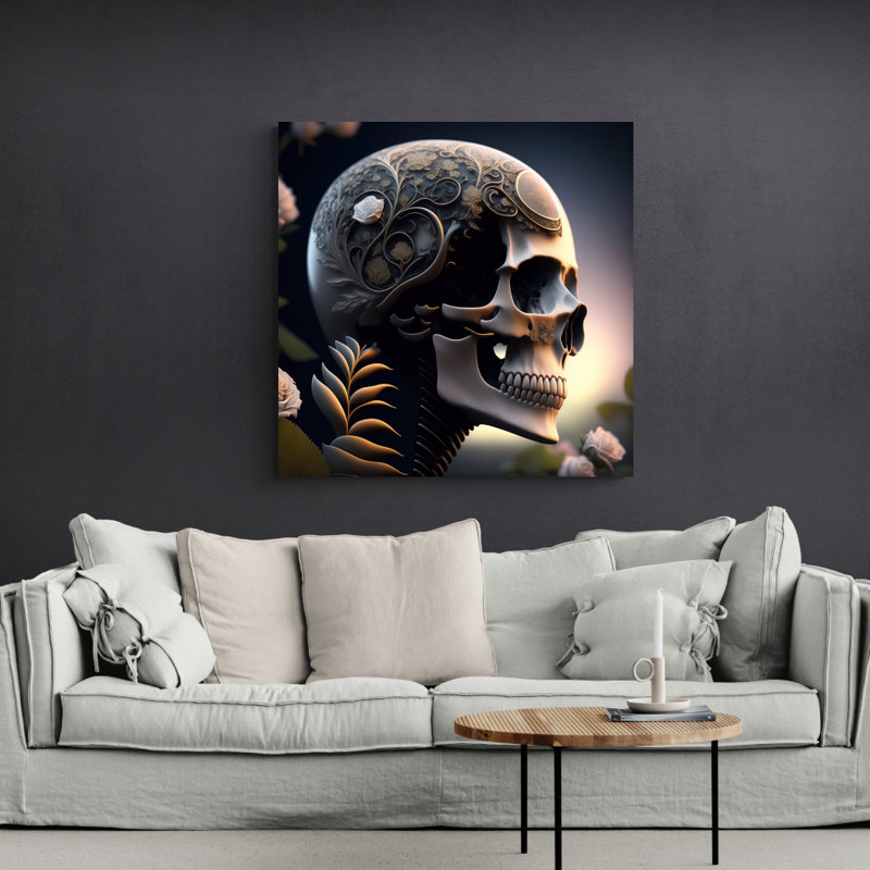 «White Rose Skull» par Stephen Chambers - photographie sur toile tendue, H 15 po x l 15 po x P 1,5 po