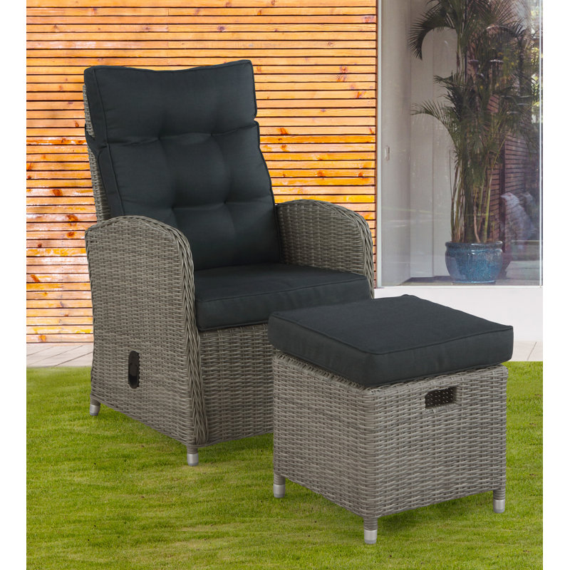 Acuff All-Weather 2 Pc Outdoor Set with A Reclining Chair and Ottoman With Cushions