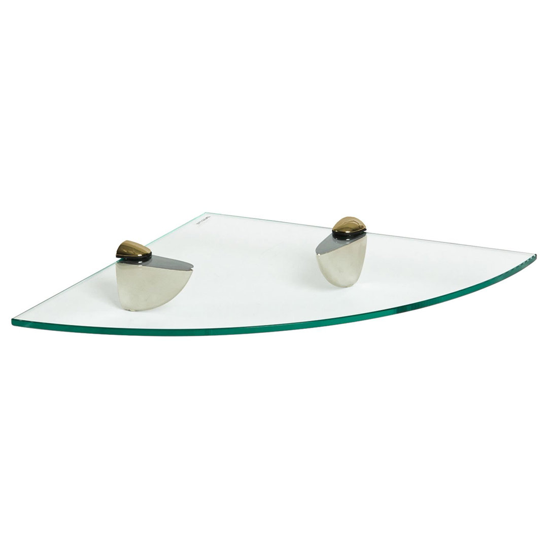 Harbour Housewares Floating Glass Bathroom Corner Shelf - 30cm - Clear/Gold - Image 3