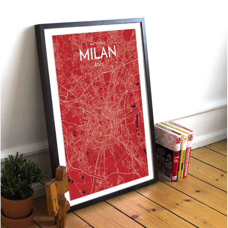 Milan City Map - No Frame Print, 43.2cm H x 27.9cm W x 0.13cm D