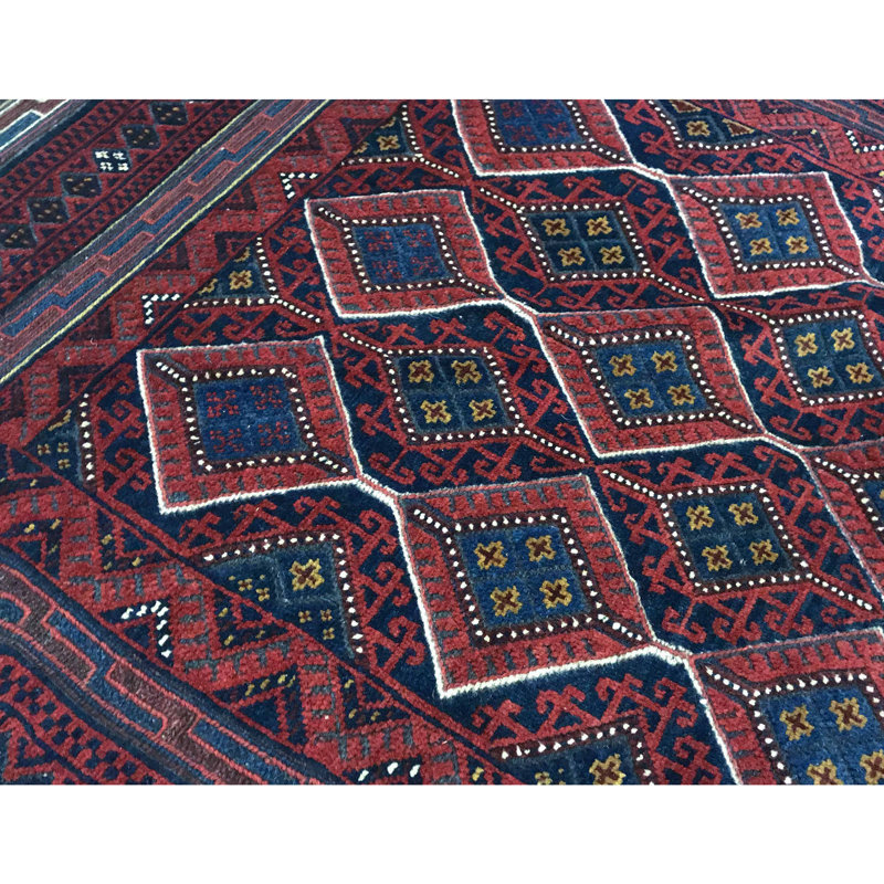 Hand-Knotted High-Quality Red and Purple Area Rug