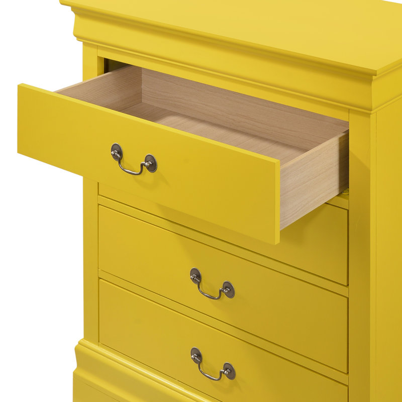 Commode 4 tiroirs Phillipe G3102-BC, peut être utilisée pour la salle à manger et le salon, Jaune