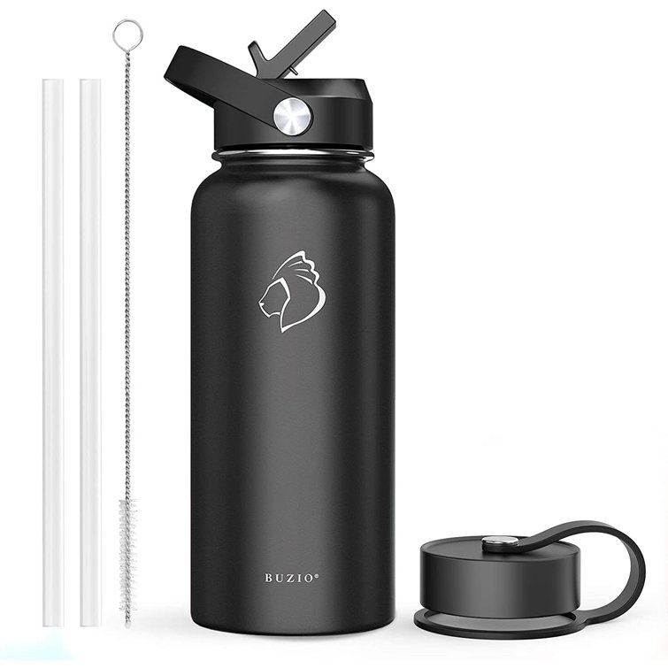 JoyJolt Vacuum Insulated 32-oz. Water Bottle with Flip Lid & Sport Straw Lid, Black