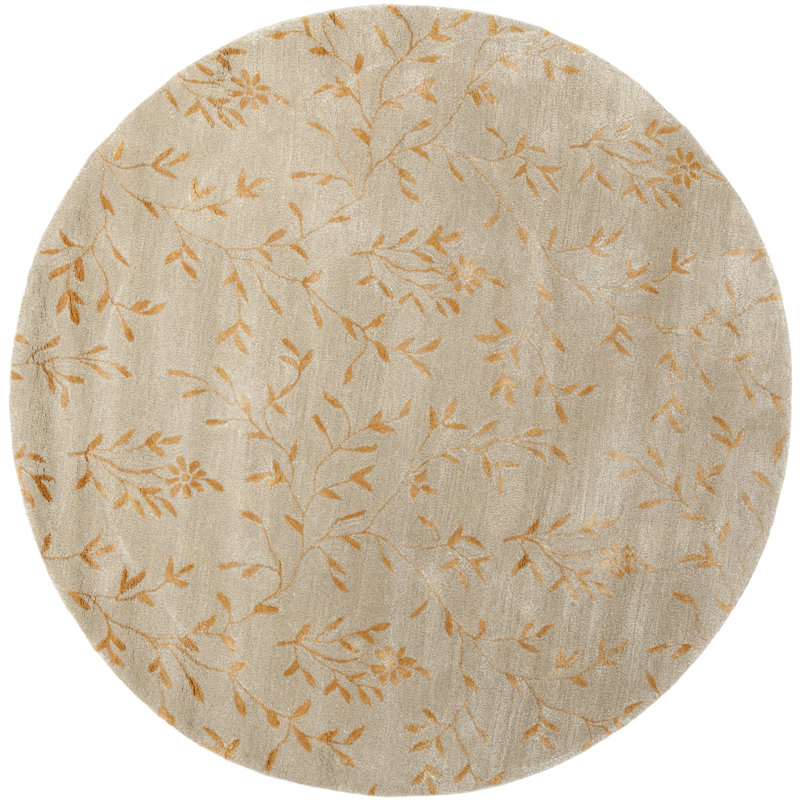 Avayah Soho Hand Tufted Wool And Viscose Floral Rug, Round 6'