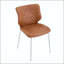 Chaise de salle à manger en cuir ciré brun huilé avec capitonnage à losanges - ensemble de 2-129041804-129041801