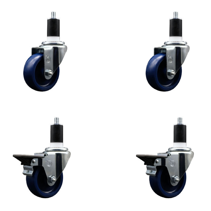 Ensemble de roulettes extensibles pivotantes en poly solide 2 roues SCC PLB 3,5 po x 1-1 / 2 po