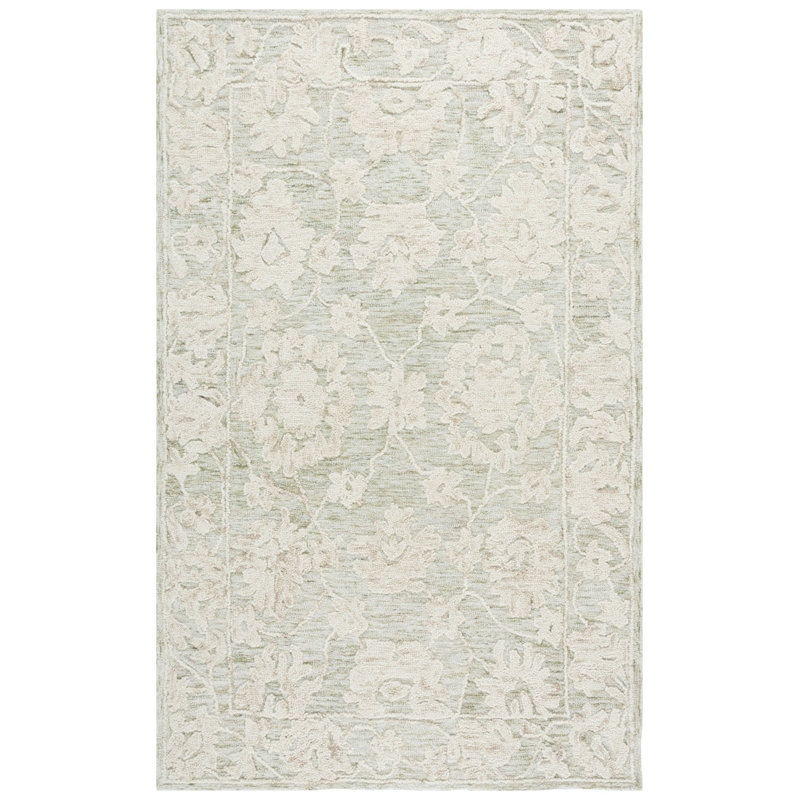 Marquee 508 Hand Tufted Wool/Cotton/Pet Yarn Floral Rug in Gray/Light Brown, Rectangle 9' x 12'