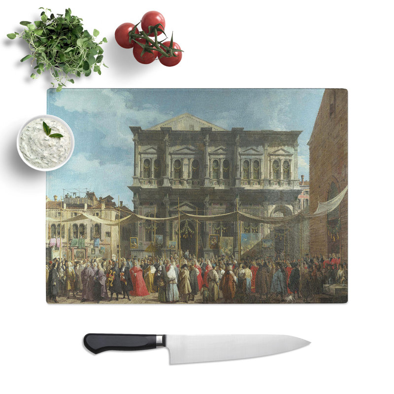 The Feast Day of St Roch by Giovanni Canaletto Chopping Board, 28.5cm W x 39cm L