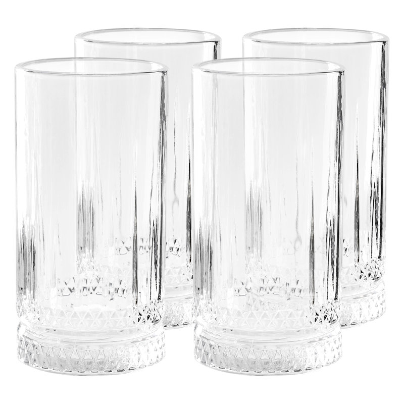 Wrought Studio™ 4 Piece 16 Ounce Iceberg Embossed Glass Tumbler Set