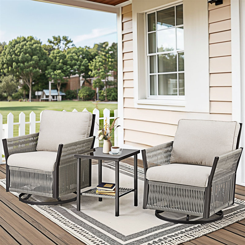 Ensemble de mobilier d'extérieur pivotant en osier, Beige
