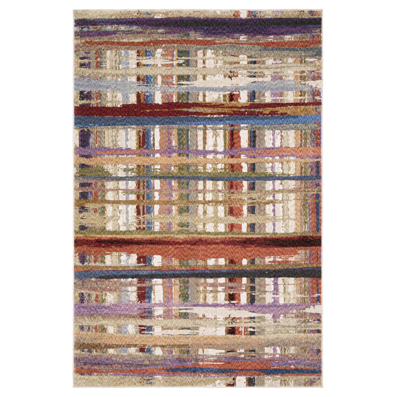 Holub Modern Abstract Grid Multi-colored Area Rug, Rectangle 6'7" x 9'9"