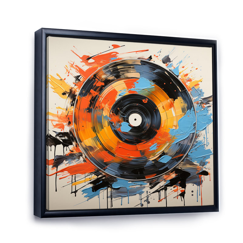 Fusion de vinyle sur toile, H 24 po x l 24 po x P 1 po, Cadre flottant noir