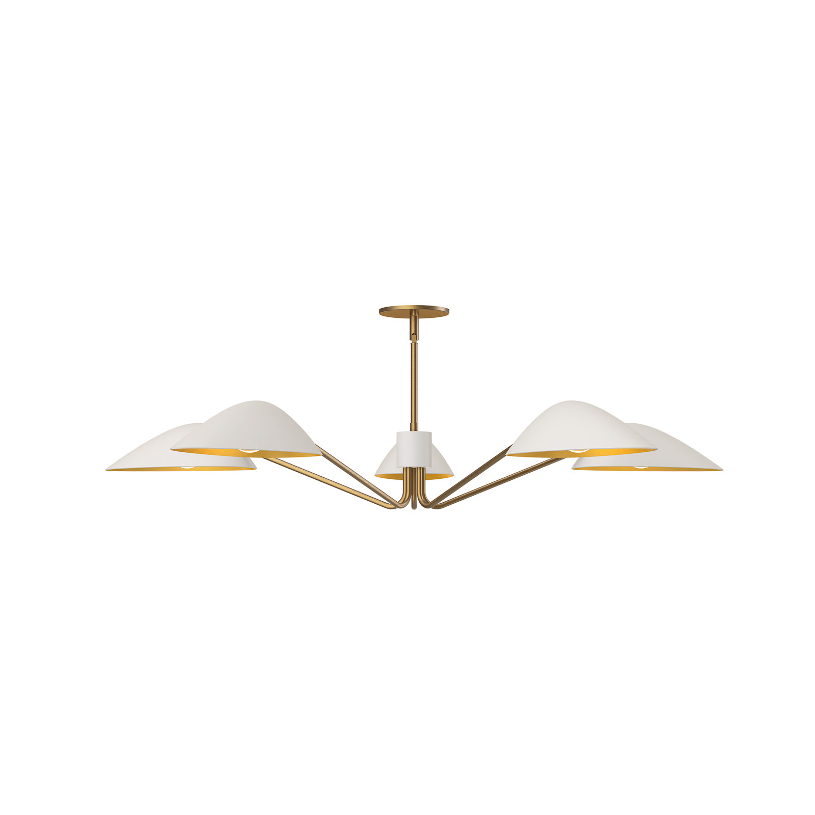 Raelle 5 Light Metal Pendant, Aged Gold/White