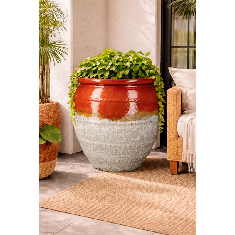 29.5 in. Magnus Water Jar - Red over Greystone, Red/Gray