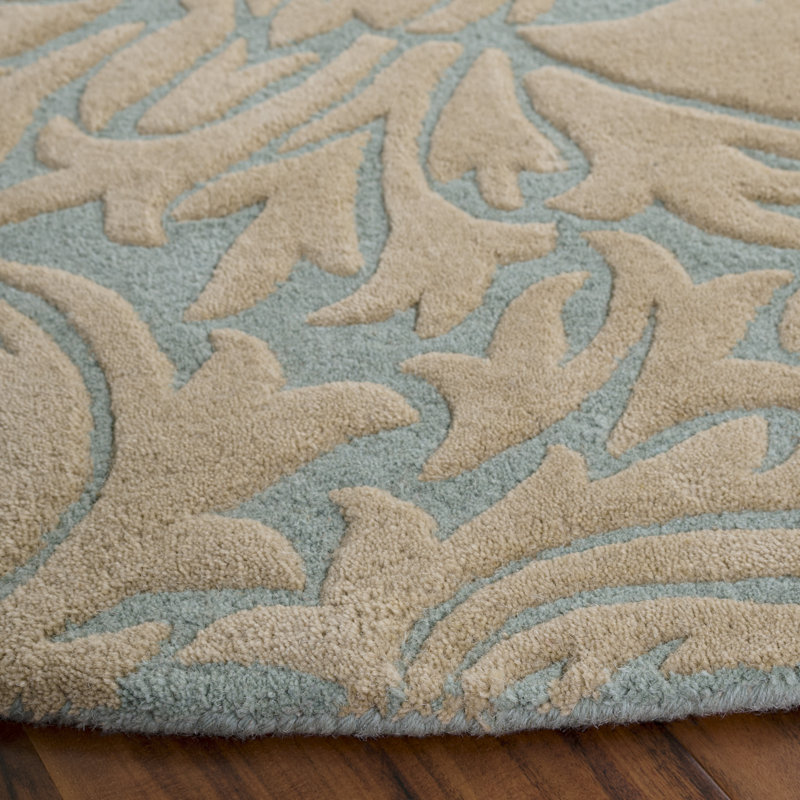 Tapis en laine / coton / latex touffeté à la main Candelo bleu clair / beige, Rond 6 pi