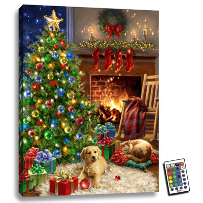 Cozy Christmas 18 x 24 entièrement illuminé, impression DEL ColorChange